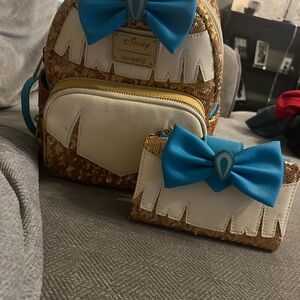 Loungefly Disney Sequin Backpack and Wallet Set - Blue and Gold